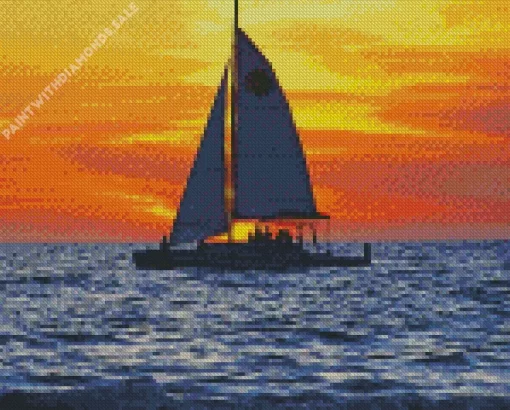 Sunset Boat Diamond Painting