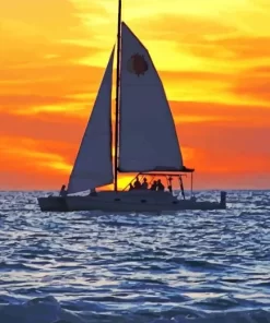 Sunset Boat Diamond Painting