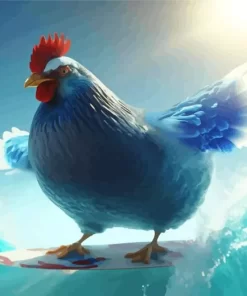 Surfing Chicken Diamond Painting