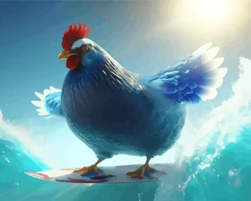 Surfing Chicken Diamond Painting