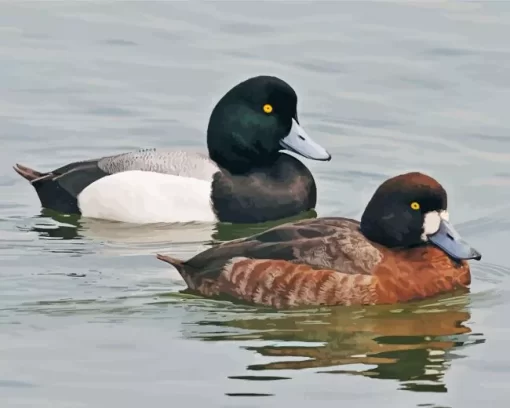 Tufted Duck Couple Diamond Painting