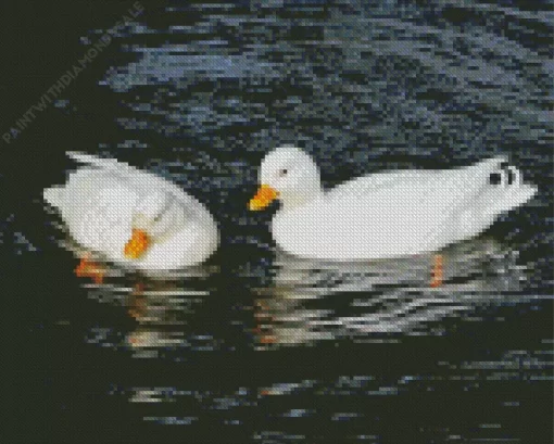 White Duck Couple Diamond Painting