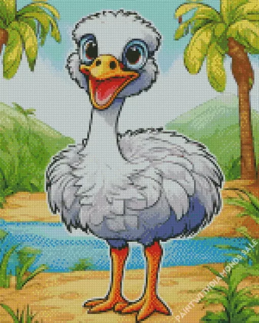 White Ostrich Diamond Painting