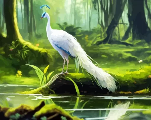 White Peacock Diamond Painting