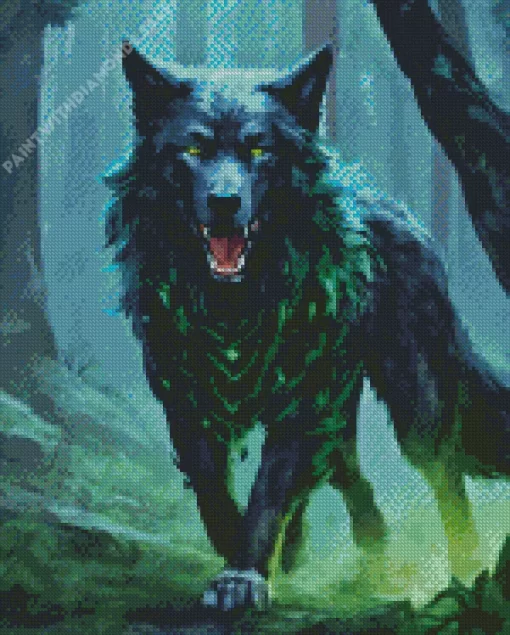 Wild Wolf With Green Eyes Diamond Painting