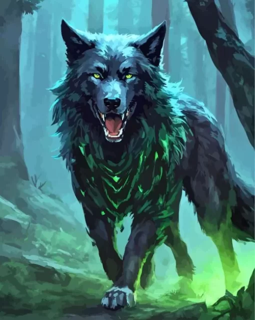 Wild Wolf With Green Eyes Diamond Painting