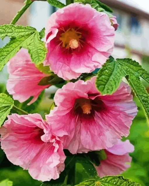 Aesthetic Hollyhocks Diamond Painting