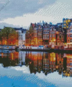 Amsterdam Buildings Reflection Diamond Painting