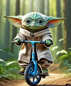 Baby Yoda On Bicycle diamond dotz