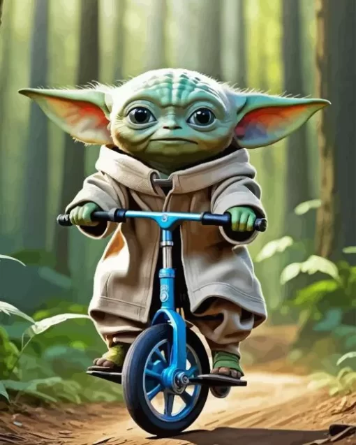 Baby Yoda On Bicycle diamond dotz