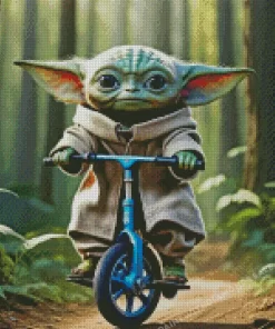 Baby Yoda On Bicycle diamond paints