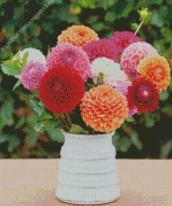 Ball Dahlias Vase Diamond Painting