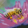 Bee On A Purple Flower Diamond Painting