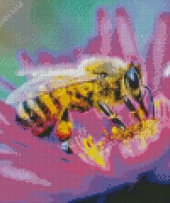 Bee On A Purple Flower Diamond Painting