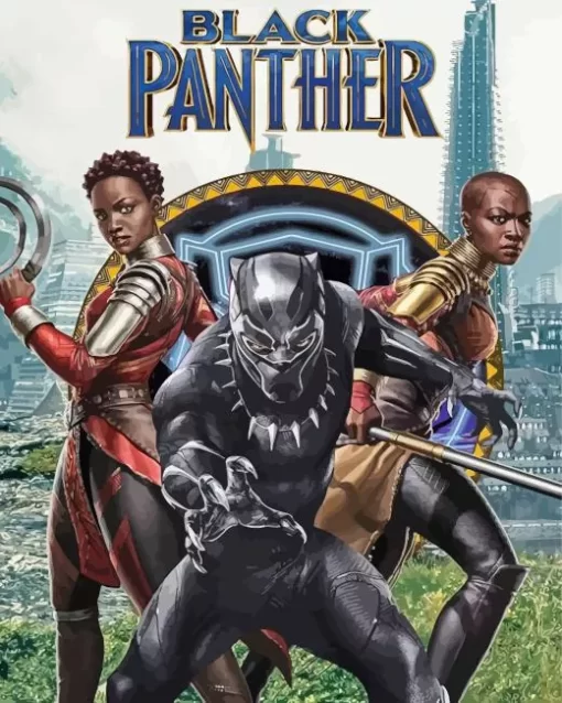 Black Panther Marvel Movie Diamond With Numbers