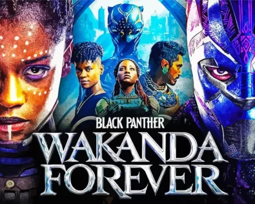 Black Panther Wakanda Forever Marvel Diamond With Numbers