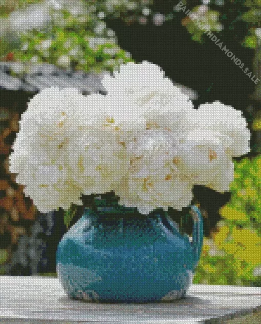 Bowl of Cream Peonies Diamond Painting