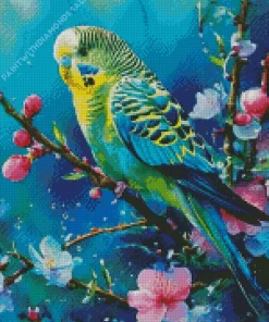 Budgie On A Branch Diamond Painting