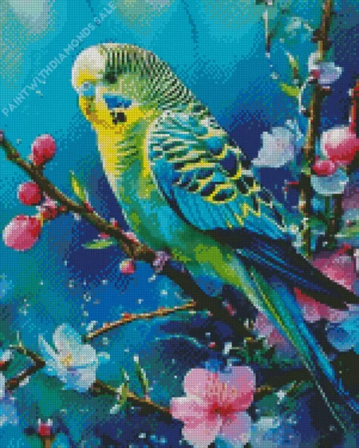 Budgie On A Branch Diamond Painting