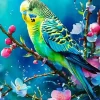 Budgie On A Branch Diamond Painting