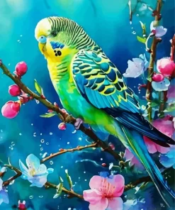 Budgie On A Branch Diamond Painting