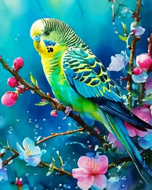 Budgie On A Branch Diamond Painting