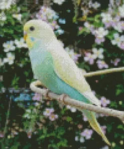 Budgie With Flowers Diamond Painting