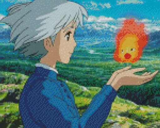 Calcifer Howls Moving Castle Diamond Painting