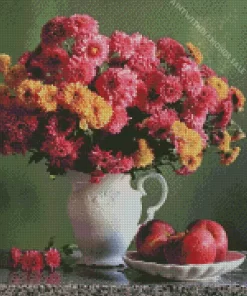 Chrysanthemum Flowers In Vase Diamond Painting