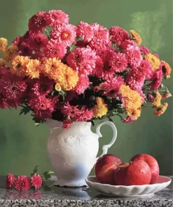 Chrysanthemum Flowers In Vase Diamond Painting