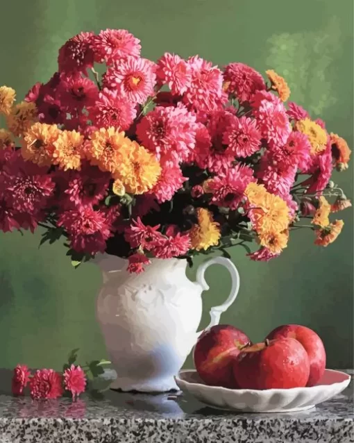 Chrysanthemum Flowers In Vase Diamond Painting