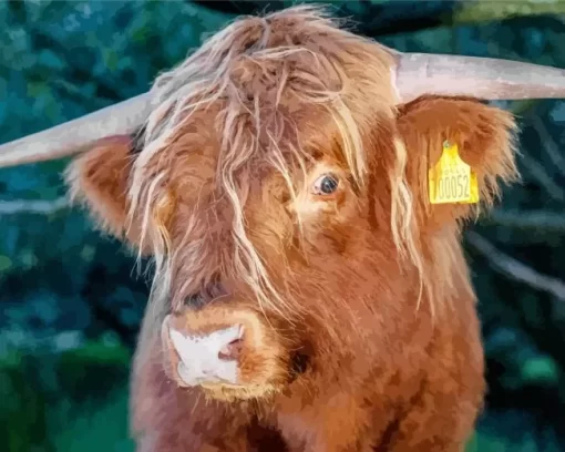 Close Up Highland Cow Diamond Painting