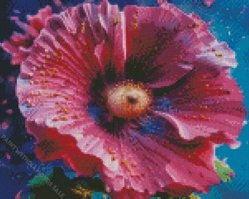 Close Up Pink Hollyhock Diamond Painting