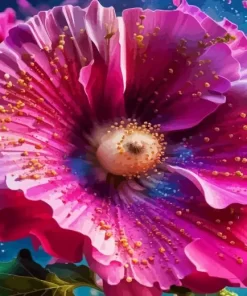 Close Up Pink Hollyhock Diamond Painting