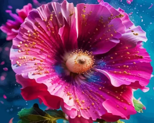 Close Up Pink Hollyhock Diamond Painting