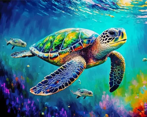 Colorful Sea Turtles Diamond Painting