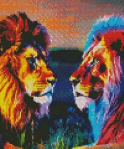 Colorful Lions Diamond Painting