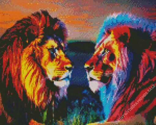 Colorful Lions Diamond Painting