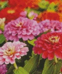 Common Zinnia Flowers Diamond Painting