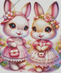 Cute Blonde Bunnies Diamond Painting