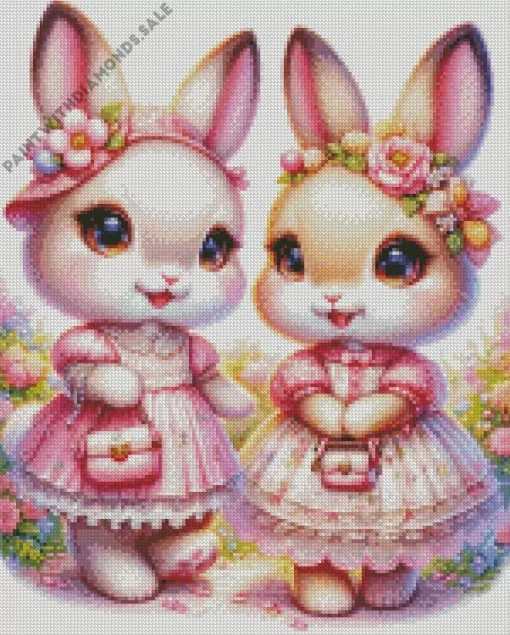 Cute Blonde Bunnies Diamond Painting