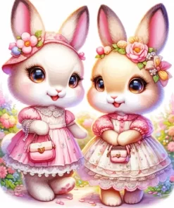 Cute Blonde Bunnies Diamond Painting