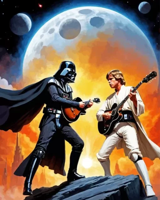 Darth Vader And Luke Playing Guitar diamond dotz