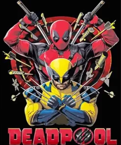 Deadpool 3 Marvel Poster Diamond With Numbers