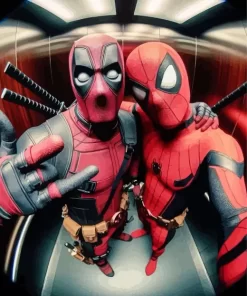 Deadpool And Spider Man Selfie Diamond With Numbers