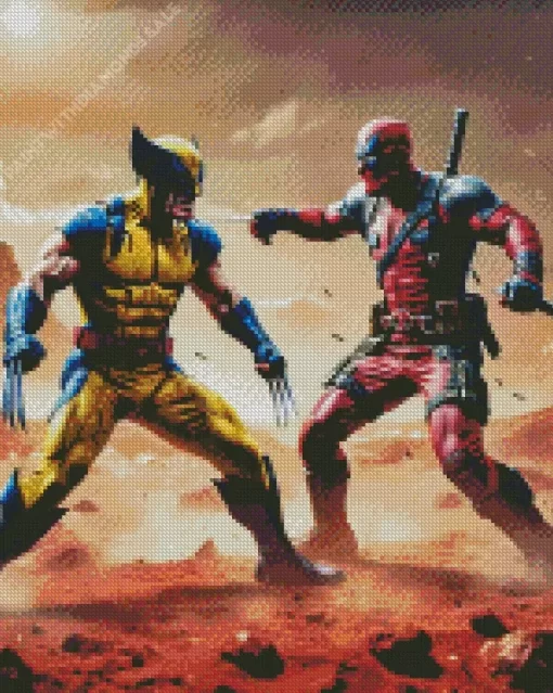 Deadpool vs Deadpool Fight Diamond Paintings