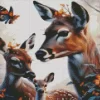 Deer With Butterflies Diamond Painting