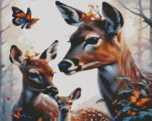 Deer With Butterflies Diamond Painting