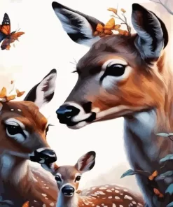 Deer With Butterflies Diamond Painting