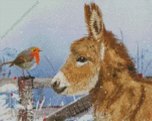 Donkey And Robin Diamond Painting